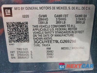 Zdjęcie 13 z 13 samochodu: 2020 CHEVROLET SILVERADO K1500 RST VIN:3GCUYEET9LG269298 - miniatura