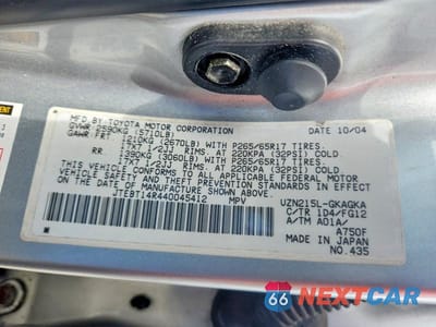 Zdjęcie 13 z 13 samochodu: 2004 TOYOTA 4RUNNER SR5 VIN:JTEBT14R440045412 - miniatura