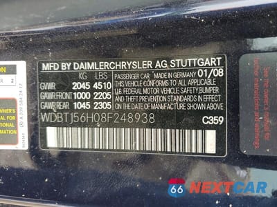 Zdjęcie 12 z 12 samochodu: 2008 MERCEDES-BENZ CLK 350 VIN:WDBTJ56H08F248938 - miniatura