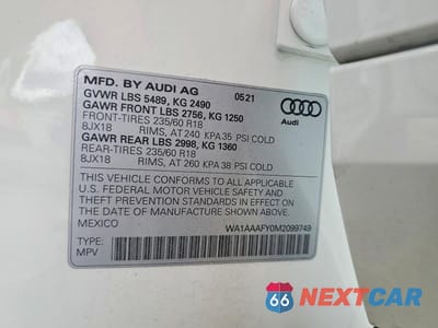 Zdjęcie 13 z 13 samochodu: 2021 AUDI Q5 PREMIUM VIN:WA1AAAFY0M2099749 - miniatura