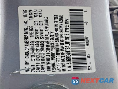 Zdjęcie 12 z 12 samochodu: 2010 HONDA CR-V EXL VIN:5J6RE4H78AL014918 - miniatura