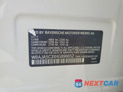 Zdjęcie 12 z 12 samochodu: 2017 BMW 530 I VIN:WBAJA5C3XHG896652 - miniatura