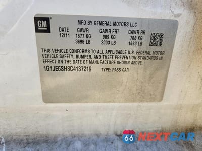 Zdjęcie 12 z 12 samochodu: 2012 CHEVROLET SONIC LTZ VIN:1G1JE6SH8C4137219 - miniatura