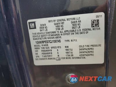 Zdjęcie 13 z 13 samochodu: 2012 GMC ACADIA SLE VIN:1GKKRPED7CJ158745 - miniatura
