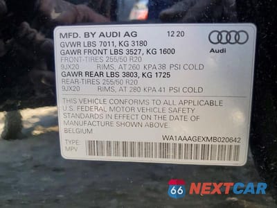 Zdjęcie 13 z 13 samochodu: 2021 AUDI E-TRON PREMIUM VIN:WA1AAAGEXMB020642 - miniatura