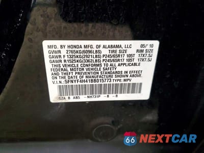 Zdjęcie 13 z 13 samochodu: 2011 HONDA PILOT EX VIN:5FNYF4H41BB015773 - miniatura