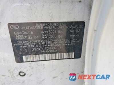 Zdjęcie 12 z 12 samochodu: 2017 HYUNDAI ELANTRA SE VIN:5NPD74LF2HH070151 - miniatura