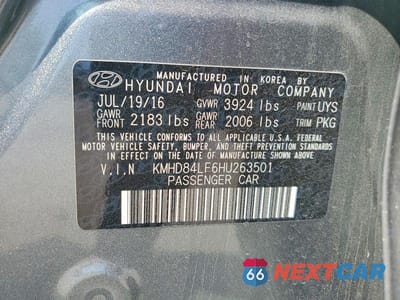 Zdjęcie 12 z 12 samochodu: 2017 HYUNDAI ELANTRA LIMITED VIN:KMHD84LF6HU263501 - miniatura