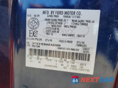 Zdjęcie 12 z 12 samochodu: 2010 FORD F150 SUPER CAB VIN:1FTEX1E89AFA23359 - miniatura