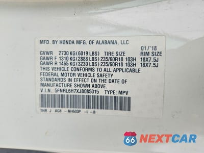 Zdjęcie 13 z 13 samochodu: 2018 HONDA ODYSSEY EXL VIN:5FNRL6H7XJB085015 - miniatura