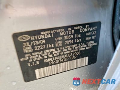 Zdjęcie 12 z 12 samochodu: 2010 HYUNDAI ELANTRA GLS VIN:KMHDU4AD6AU837906 - miniatura