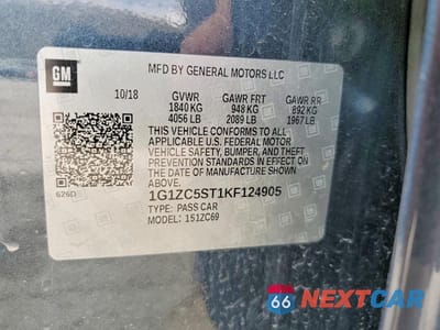 Zdjęcie 12 z 12 samochodu: 2019 CHEVROLET MALIBU LS VIN:1G1ZC5ST1KF124905 - miniatura