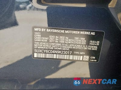Zdjęcie 14 z 14 samochodu: 2022 BMW X6 XDRIVE40I VIN:5UXCY6C04N9K23017 - miniatura
