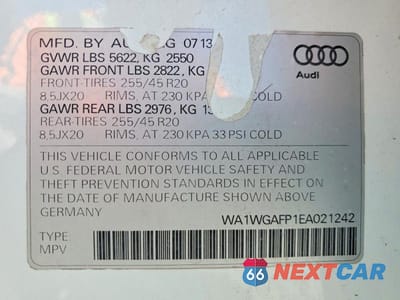 Zdjęcie 14 z 14 samochodu: 2014 AUDI Q5 PRESTIGE VIN:WA1WGAFP1EA021242 - miniatura