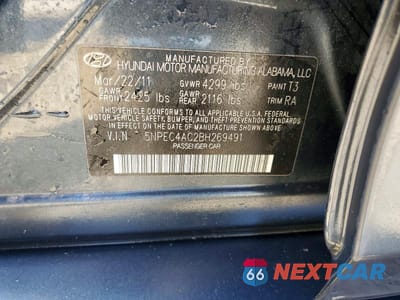 Zdjęcie 12 z 12 samochodu: 2011 HYUNDAI SONATA LIMITED VIN:5NPEC4AC2BH269491 - miniatura