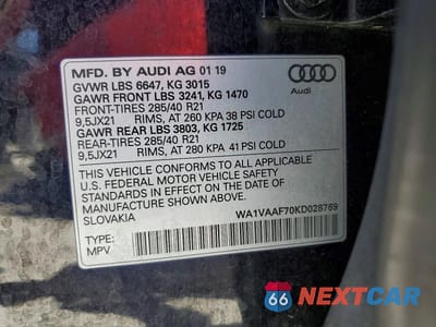 Zdjęcie 13 z 13 samochodu: 2019 AUDI Q7 PRESTIGE VIN:WA1VAAF70KD028769 - miniatura