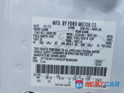 Zdjęcie 12 z 12 samochodu: 2013 FORD F150 SUPERCREW VIN:1FTEW1CMXDFB26250 - miniatura