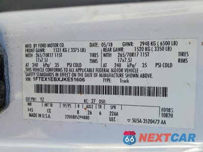 Zdjęcie 12 z 12 samochodu: 2018 FORD F150 SUPER CAB VIN:1FTEX1EBXJKE51606 - miniatura
