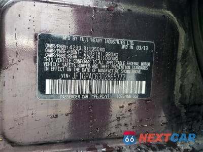 Zdjęcie 14 z 14 samochodu: 2013 SUBARU IMPREZA PREMIUM VIN:JF1GPAC63D2865772 - miniatura