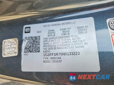 Zdjęcie 12 z 12 samochodu: 2022 CHEVROLET CAMARO LT1 VIN:1G1FF1R75N0133223 - miniatura