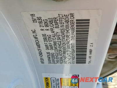 Zdjęcie 12 z 12 samochodu: 2018 HONDA ACCORD SPORT VIN:1HGCV1F35JA170177 - miniatura