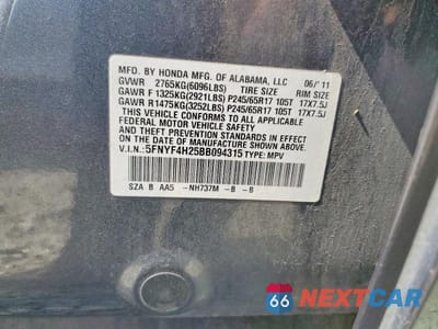 Zdjęcie 13 z 13 samochodu: 2011 HONDA PILOT LX VIN:5FNYF4H25BB094315 - miniatura