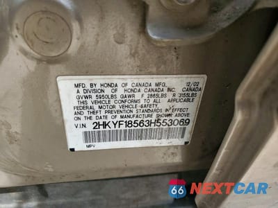 Zdjęcie 12 z 12 samochodu: 2003 HONDA PILOT EXL VIN:2HKYF18563H553069 - miniatura