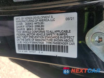 Zdjęcie 12 z 12 samochodu: 2021 HONDA ACCORD SPORT VIN:1HGCV1F33MA079428 - miniatura