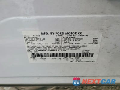 Zdjęcie 13 z 13 samochodu: 2022 FORD EDGE SEL VIN:2FMPK4J95NBA31159 - miniatura