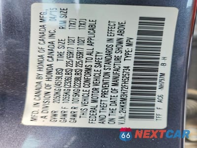 Zdjęcie 13 z 13 samochodu: 2015 HONDA CR-V EXL VIN:2HKRM3H72FH525734 - miniatura
