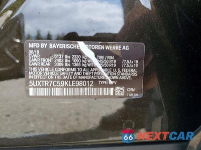 Zdjęcie 13 z 13 samochodu: 2019 BMW X3 SDRIVE30I VIN:5UXTR7C59KLE98012 - miniatura