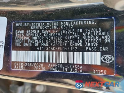 Zdjęcie 13 z 13 samochodu: 2023 TOYOTA CAMRY HYBRID SE NIGHTSHADE VIN:4T1T31AK7PU047132 - miniatura