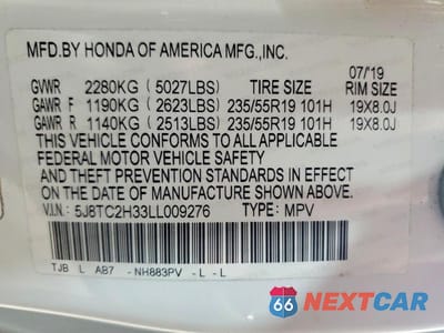 Zdjęcie 13 z 13 samochodu: 2020 ACURA RDX VIN:5J8TC2H33LL009276 - miniatura