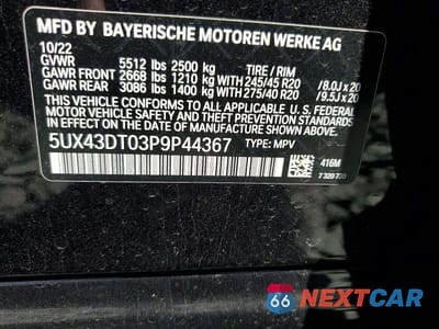 Zdjęcie 13 z 13 samochodu: 2023 BMW X4 M40I VIN:5UX43DT03P9P44367 - miniatura