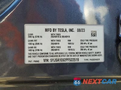 Zdjęcie 12 z 12 samochodu: 2023 TESLA MODEL S VIN:5YJSA1E62PF522519 - miniatura