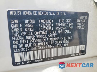 Zdjęcie 13 z 13 samochodu: 2019 HONDA HR-V EXL VIN:3CZRU5H73KM713642 - miniatura