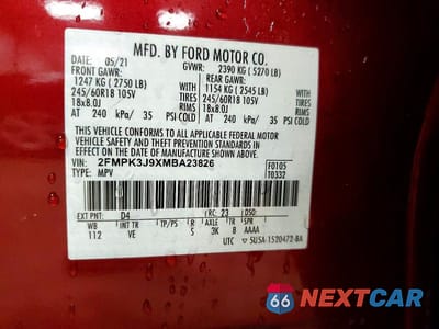 Zdjęcie 13 z 13 samochodu: 2021 FORD EDGE SEL VIN:2FMPK3J9XMBA23826 - miniatura