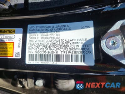 Zdjęcie 12 z 12 samochodu: 2025 HONDA ACCORD HYBRID SPORT VIN:1HGCY2F54SA027494 - miniatura