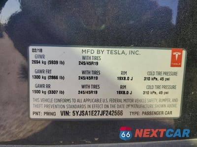 Zdjęcie 13 z 13 samochodu: 2018 TESLA MODEL S VIN:5YJSA1E27JF242566 - miniatura