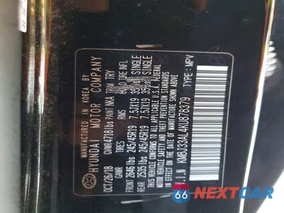 Zdjęcie 13 z 13 samochodu: 2019 HYUNDAI TUCSON SPORT VIN:KM8J33AL4KU878379 - miniatura