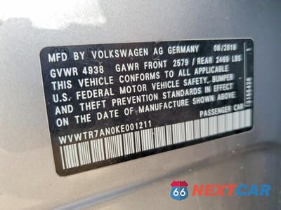 Zdjęcie 12 z 12 samochodu: 2019 VOLKSWAGEN ARTEON SEL PREMIUM VIN:WVWTR7AN0KE001211 - miniatura
