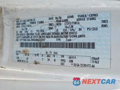 Zdjęcie 13 z 13 samochodu: 2006 FORD ECONOLINE E350 SUPER DUTY VAN VIN:1FTSE34L56DB03397 - miniatura