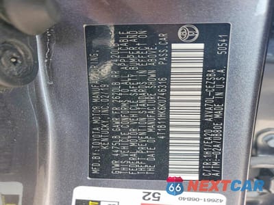 Zdjęcie 12 z 12 samochodu: 2019 TOYOTA CAMRY SE VIN:4T1B11HK6KU746316 - miniatura