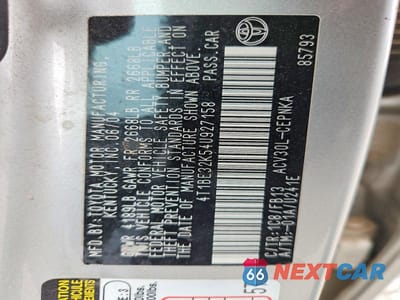 Zdjęcie 12 z 12 samochodu: 2004 TOYOTA CAMRY STANDARD VIN:4T1BE32K54U927158 - miniatura