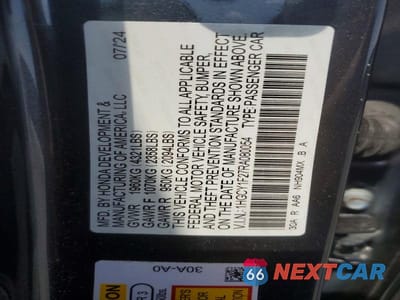 Zdjęcie 12 z 12 samochodu: 2024 HONDA ACCORD LX VIN:1HGCY1F27RA080054 - miniatura