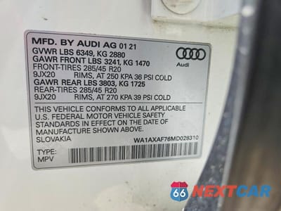 Zdjęcie 13 z 13 samochodu: 2021 AUDI Q7 PREMIUM VIN:WA1AXAF76MD028310 - miniatura
