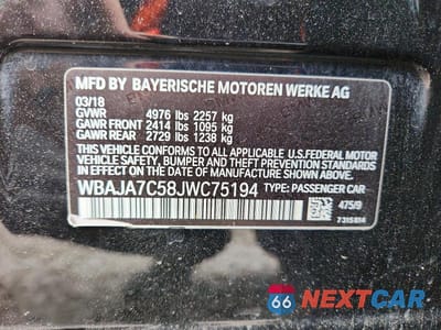 Zdjęcie 12 z 12 samochodu: 2018 BMW 530 XI VIN:WBAJA7C58JWC75194 - miniatura