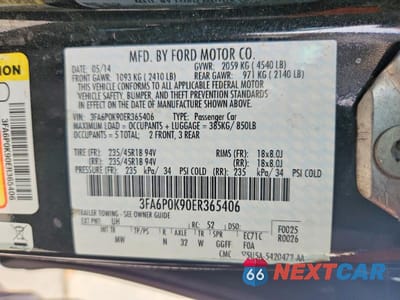 Zdjęcie 12 z 12 samochodu: 2014 FORD FUSION TITANIUM VIN:3FA6P0K90ER365406 - miniatura