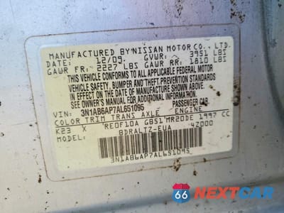 Zdjęcie 12 z 12 samochodu: 2010 NISSAN SENTRA 2.0 VIN:3N1AB6AP7AL651095 - miniatura