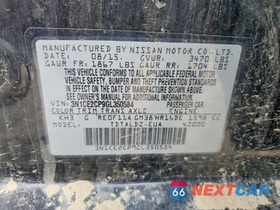 Zdjęcie 12 z 12 samochodu: 2016 NISSAN VERSA NOTE SV VIN:3N1CE2CP9GL350584 - miniatura
